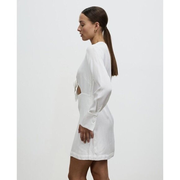 NWT! LOVER Moda Tie Front Mini Dress White Size 6 - Picture 5 of 14
